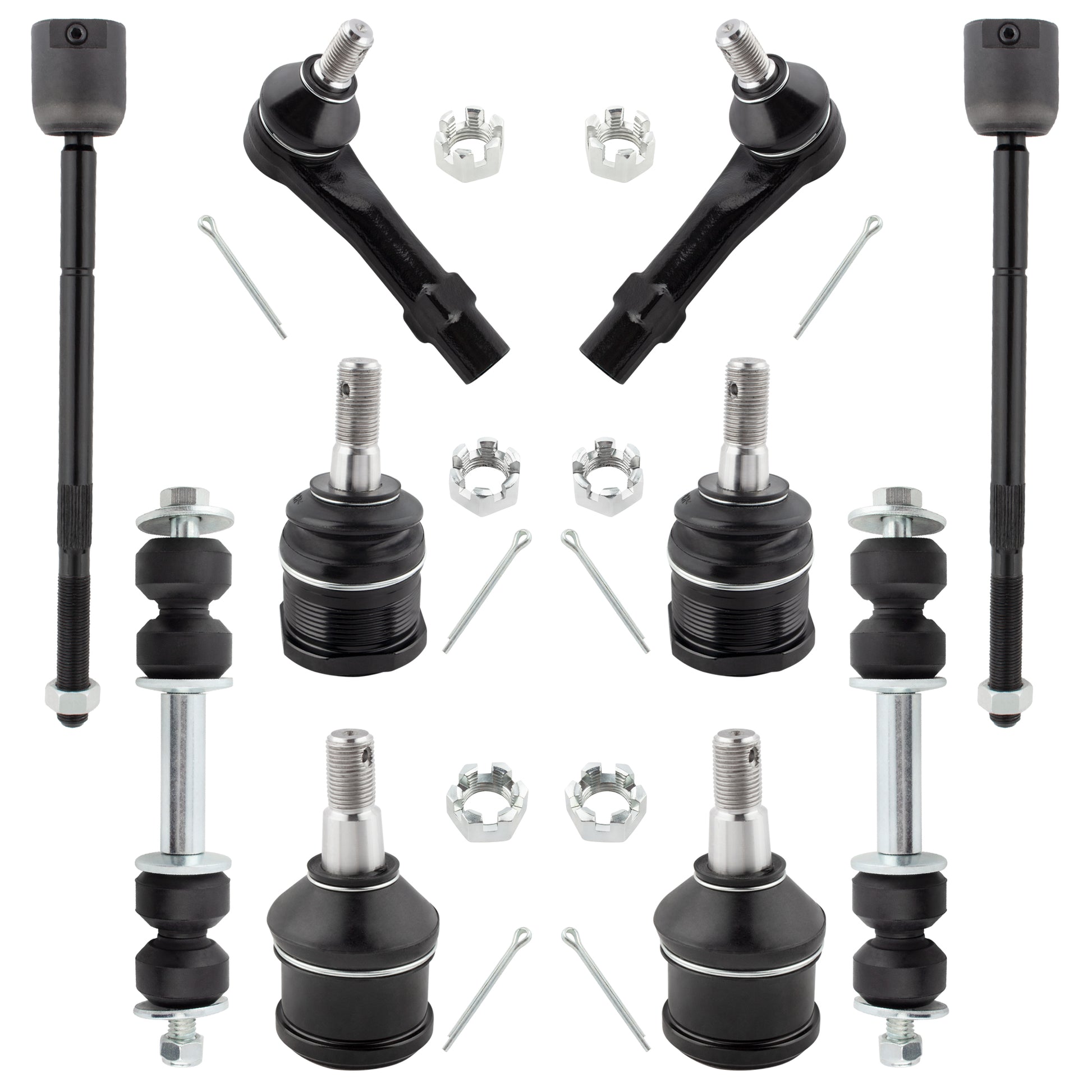 BOXI (Set of 10) Front Suspension Kit Front Sway Bar Links Inner Outer Tie Rod Lower Upper Ball