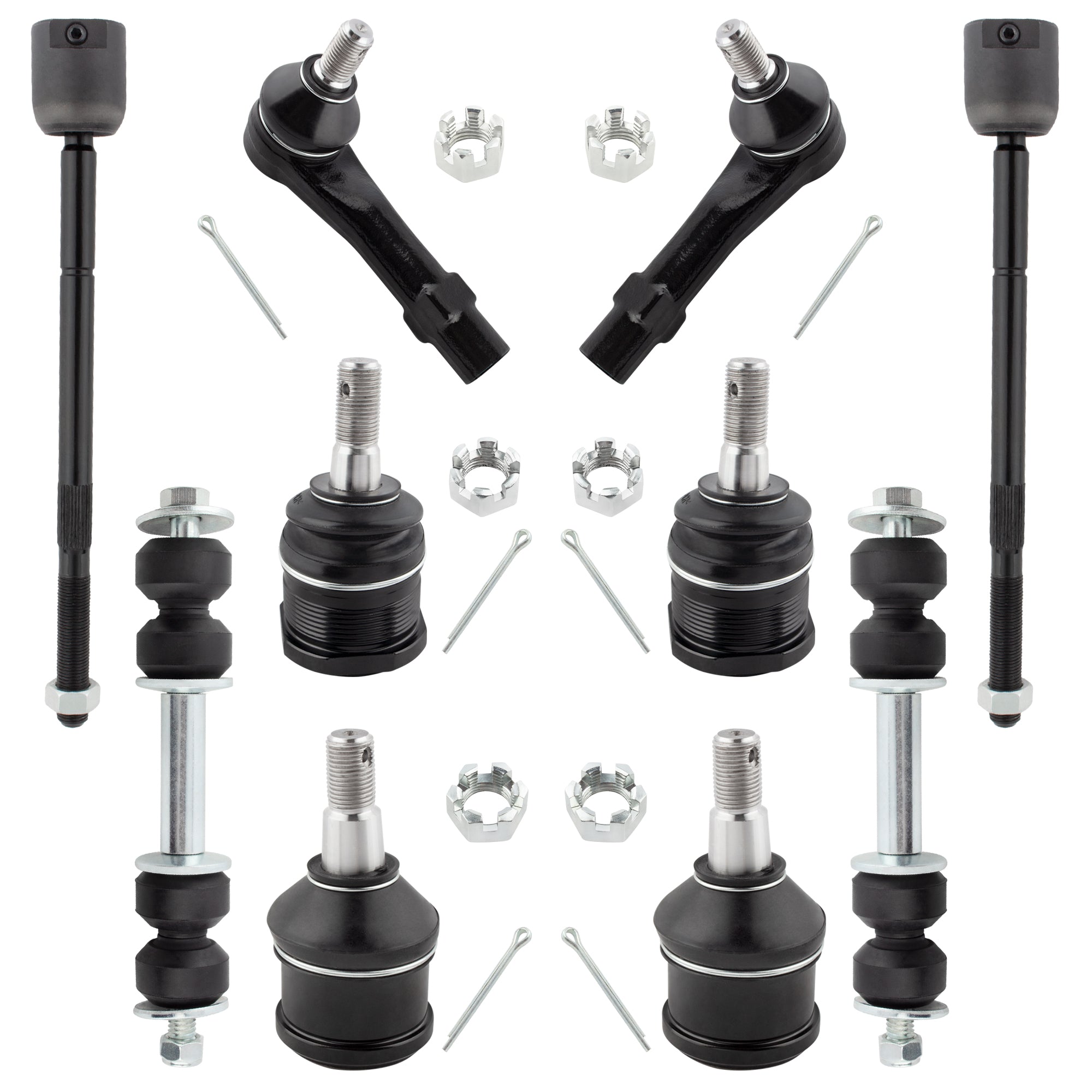 BOXI (Set of 10) Front Suspension Kit Front Sway Bar Links Inner Outer Tie Rod Lower Upper Ball
