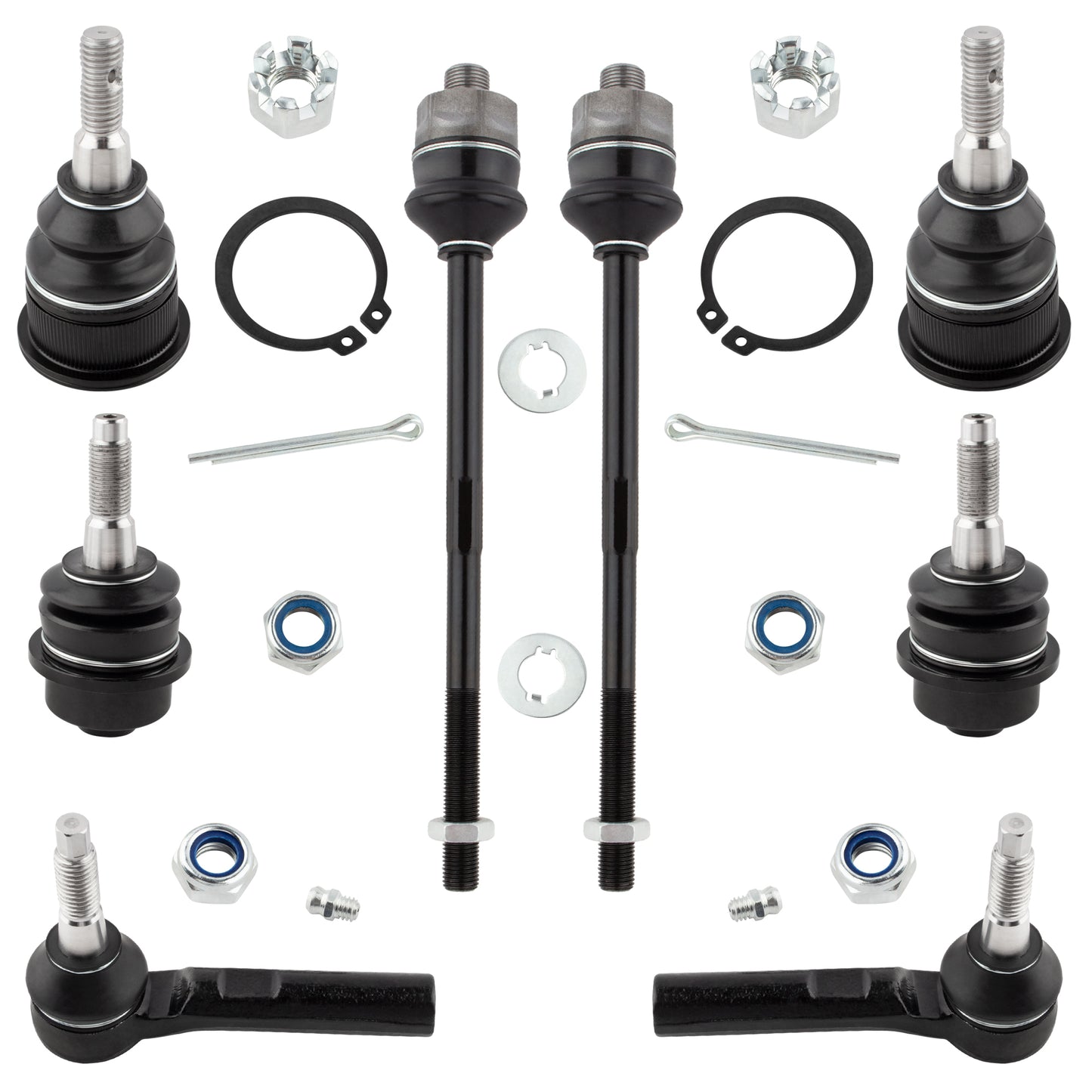 BOXI 8pcs Front Upper Lower Ball Joints Inner Outer Tie Rod Fit for Chevy Avalanche 2500 Silverado