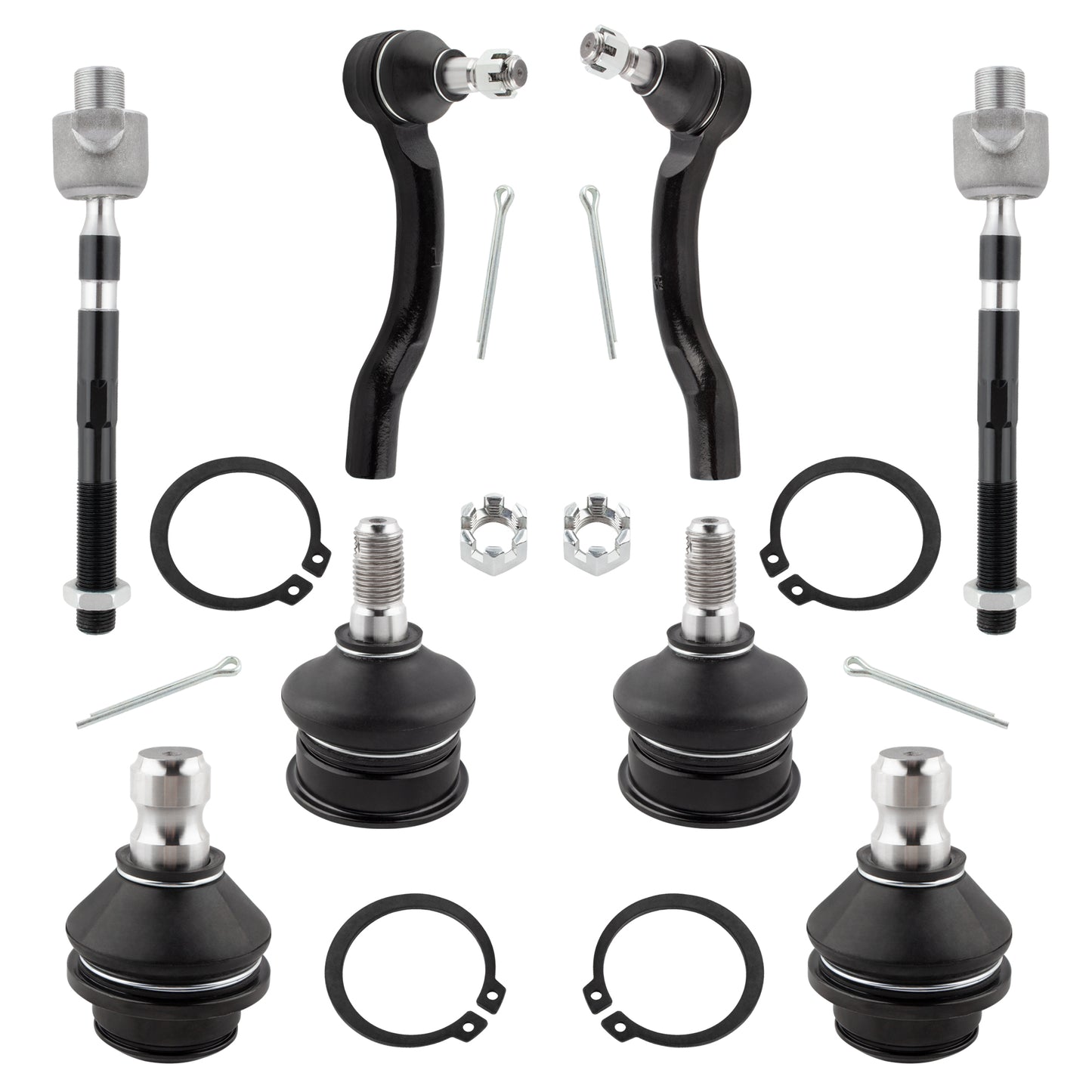 BOXI 8pcs Front Inner & Outer Tie Rods + Upper & Lower Ball Joints for Nissan Frontier 2005-2019
