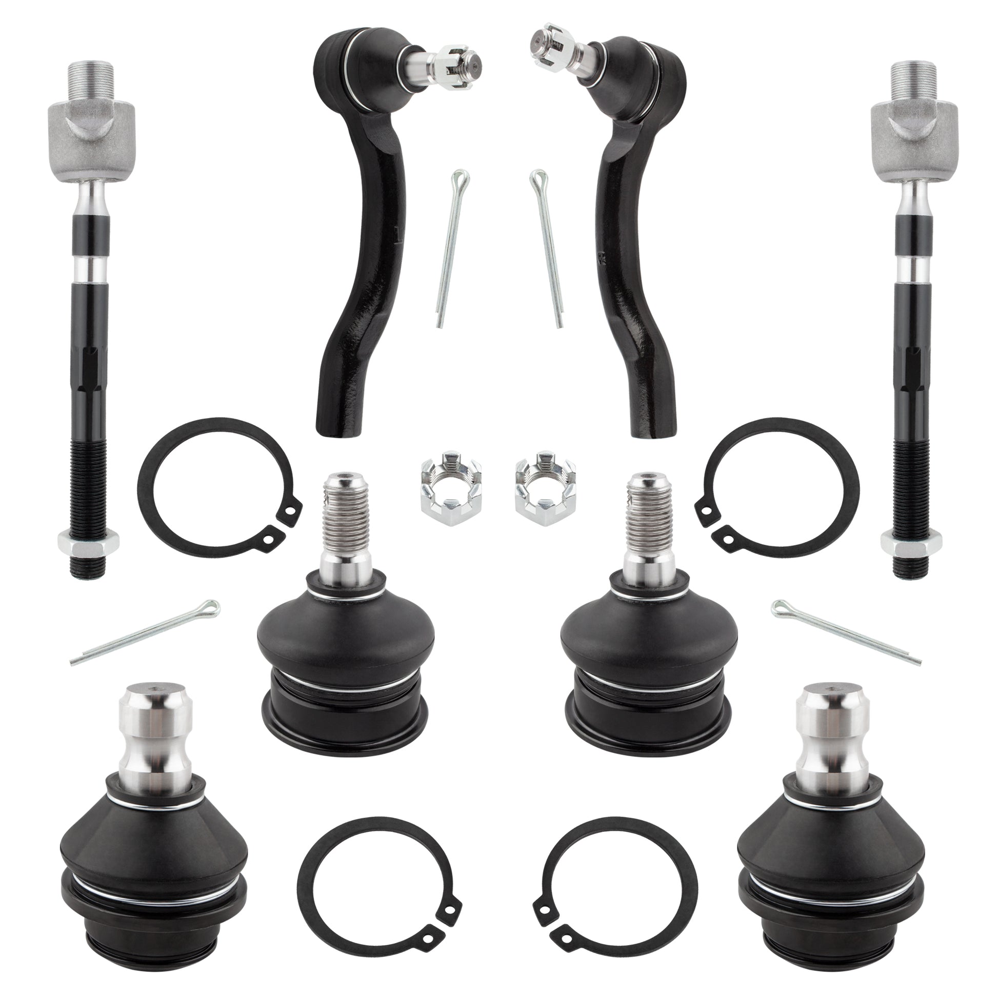 BOXI 8pcs Front Inner & Outer Tie Rods + Upper & Lower Ball Joints for Nissan Frontier 2005-2019