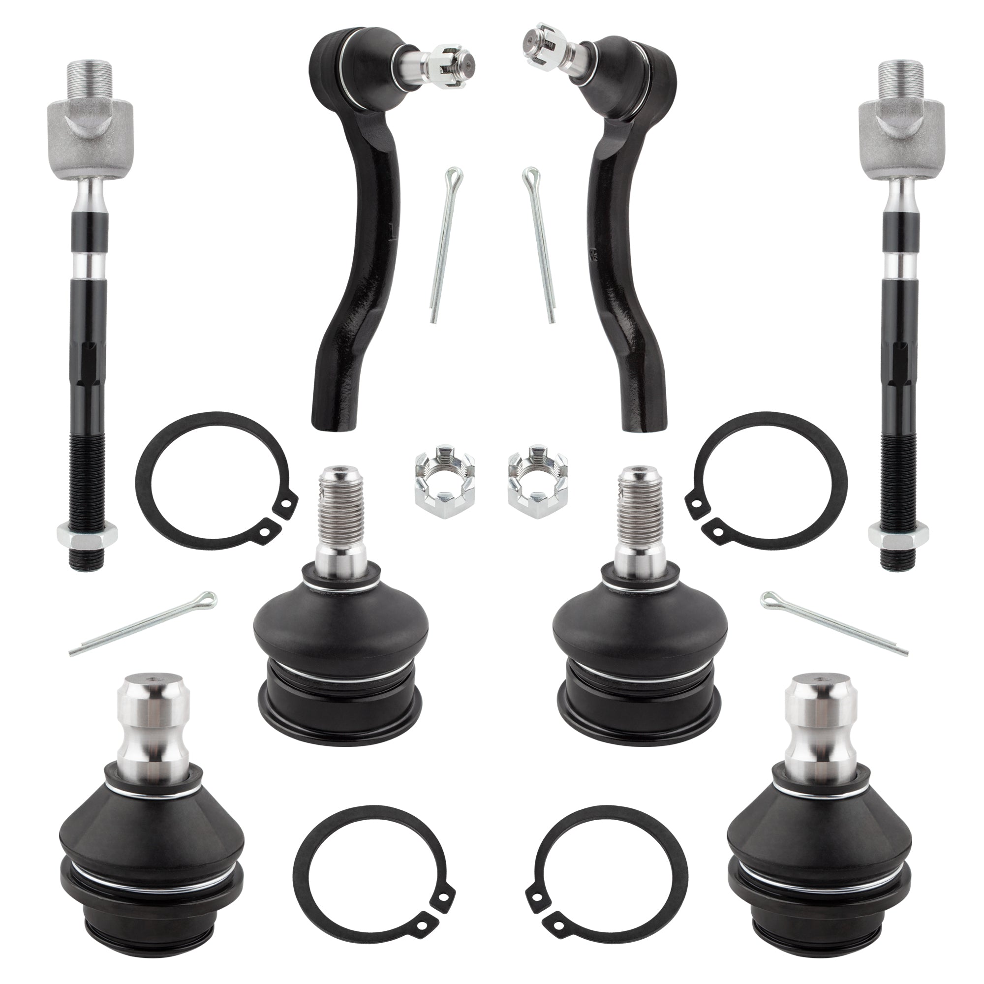 BOXI 8pcs Front Inner & Outer Tie Rods + Upper & Lower Ball Joints for Nissan Frontier 2005-2019