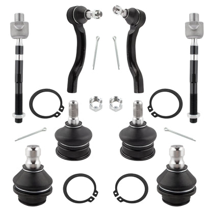 BOXI 8pcs Front Inner & Outer Tie Rods + Upper & Lower Ball Joints for Nissan Frontier 2005-2019