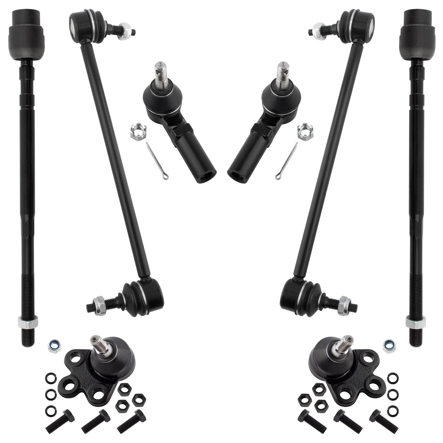 BOXI 8pcs Front Sway Bars Lower Ball Joints Inner Outer Tie Rod Ends for Cadillac DeVille 1997 1998