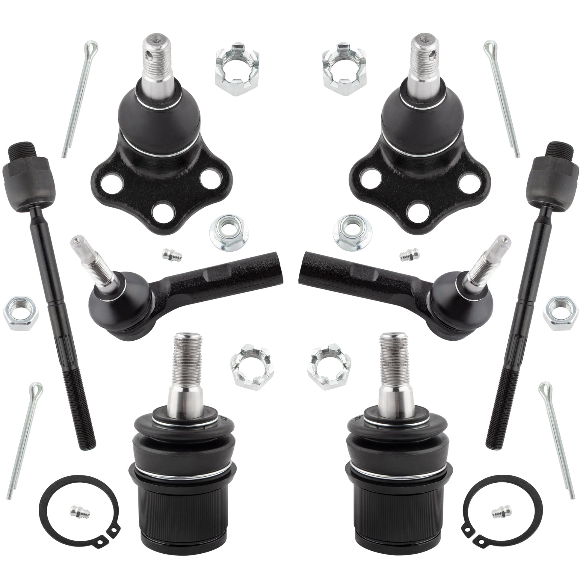 BOXI (Set of 8) 4WD Front Upper Lower Ball Joints Inner Outer Tie Rods Front Suspension Kit Fit