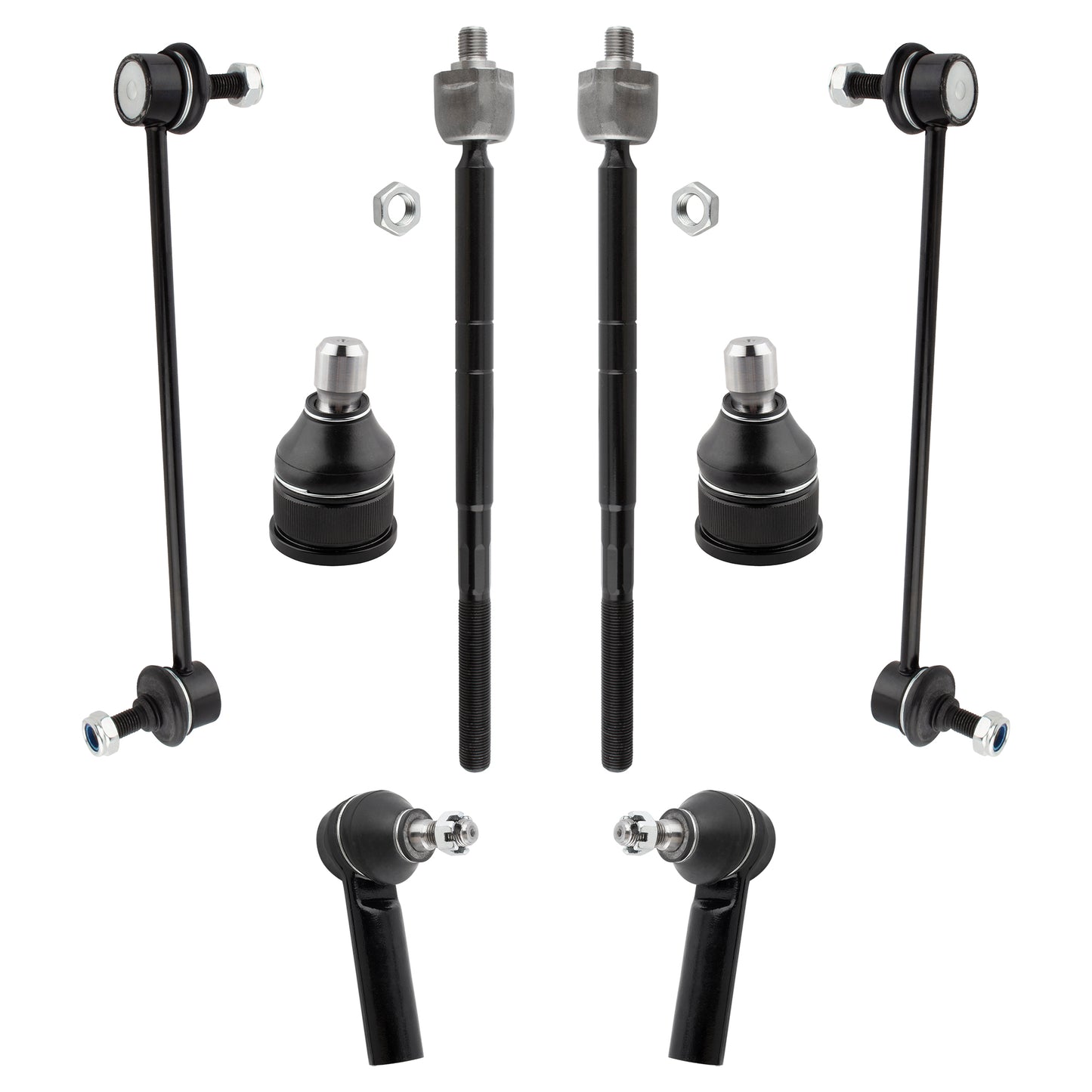 BOXI 8pcs Front Lower Ball Joints Sway Bars + Inner & Outer Tie Rods for Ford Escape 2001 2002 2003