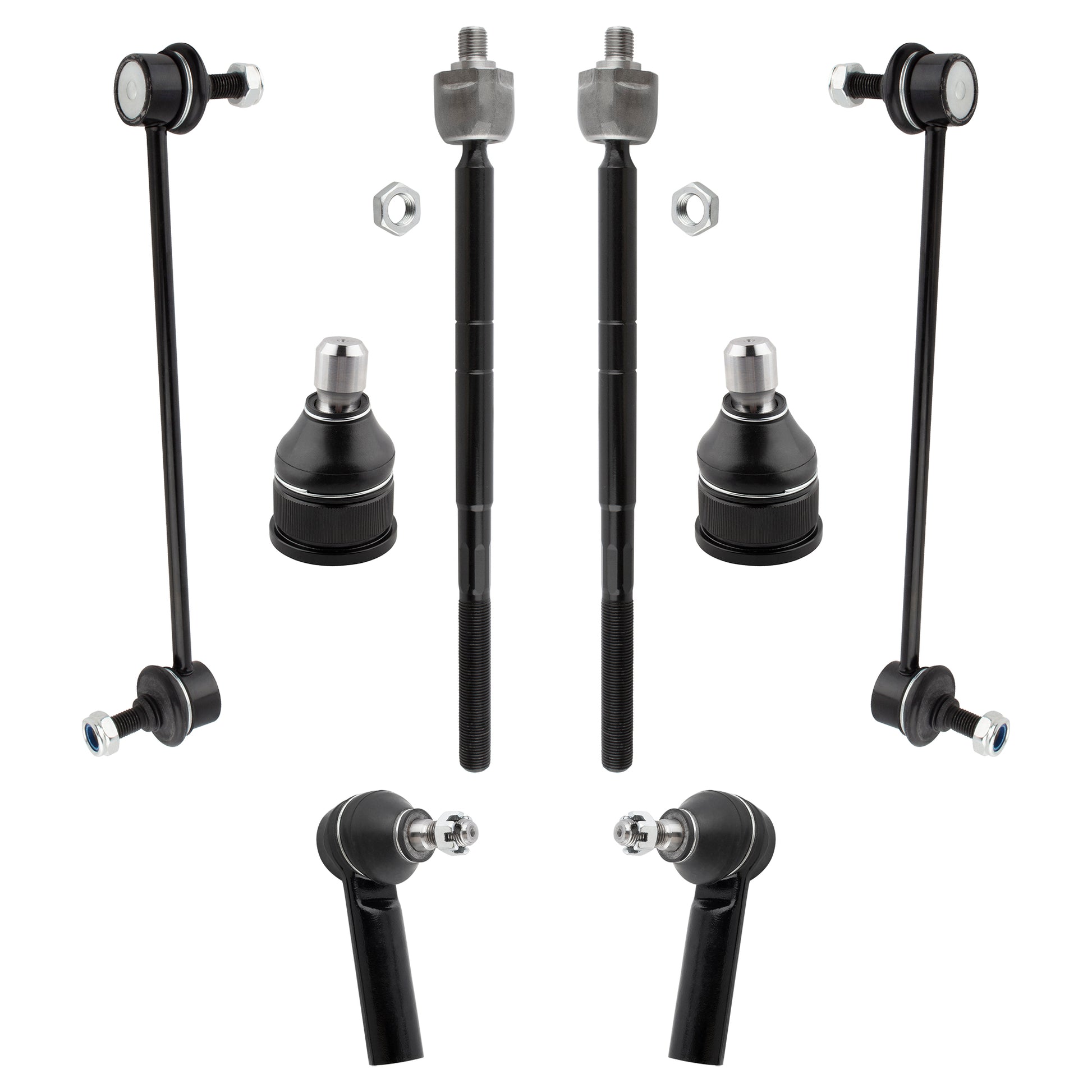 BOXI 8pcs Front Lower Ball Joints Sway Bars + Inner & Outer Tie Rods for Ford Escape 2001 2002 2003