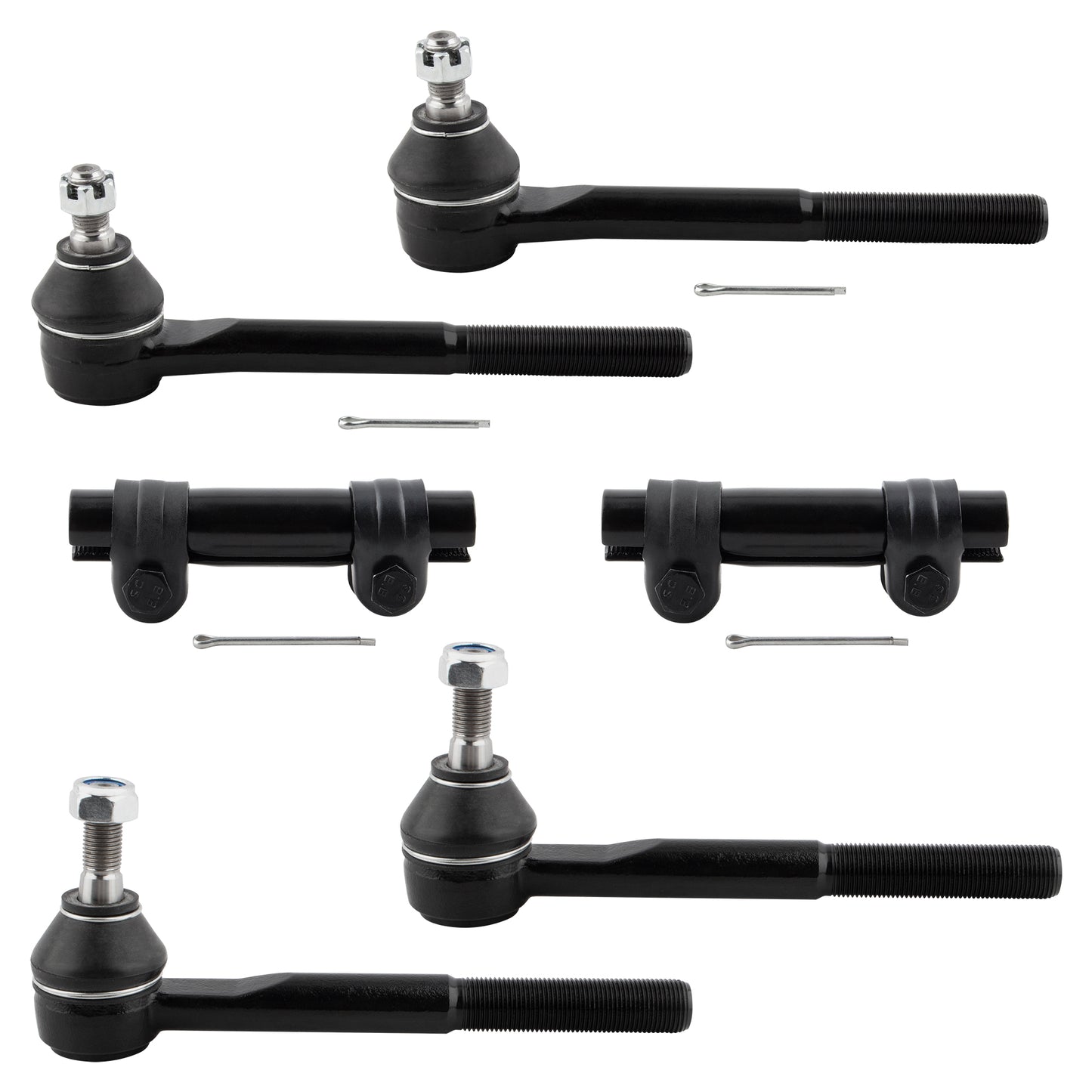 BOXI 6pcs Front Inner&Outer Tie Rods+Adjustment Sleeve for Cadillac Escalade