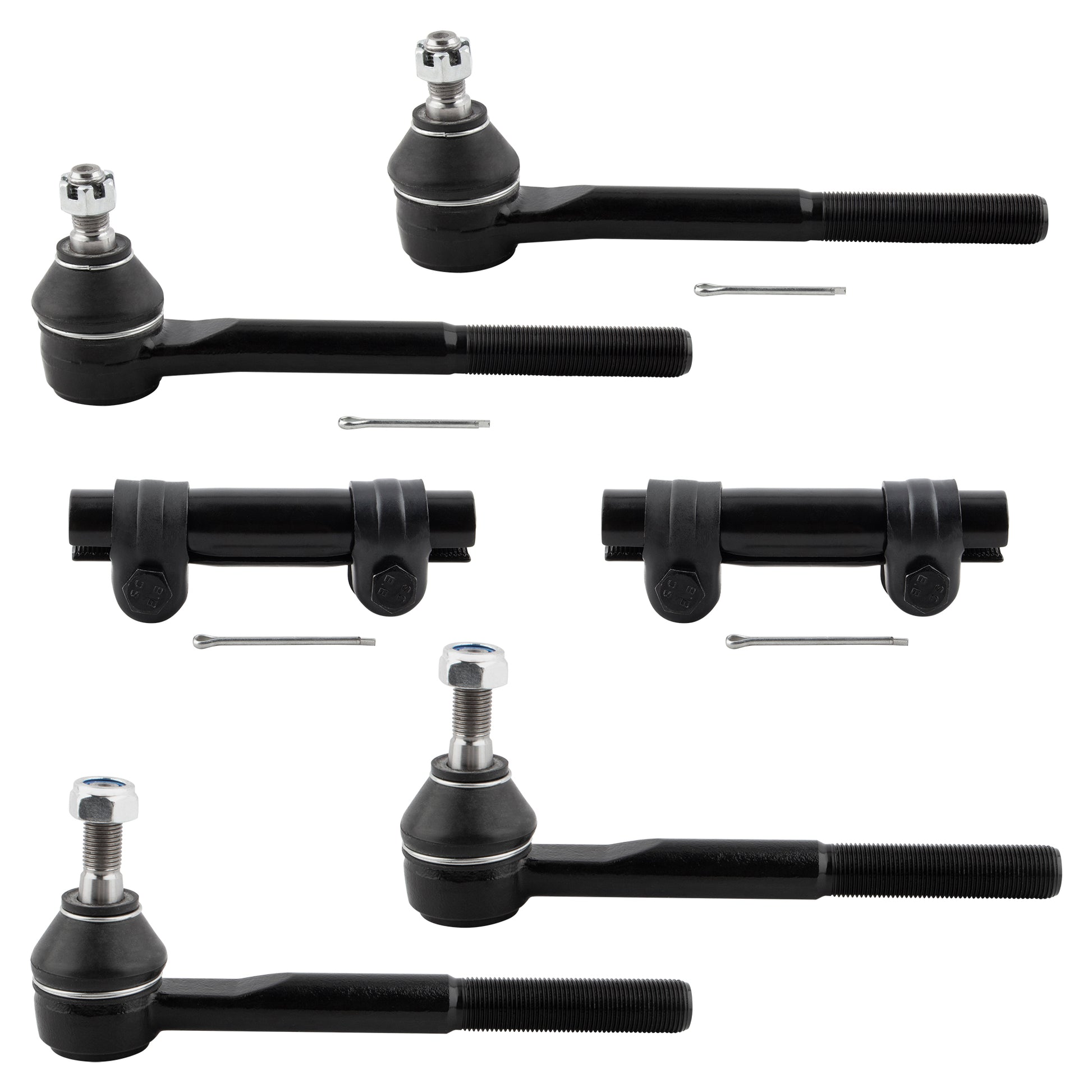 BOXI 6pcs Front Inner&Outer Tie Rods+Adjustment Sleeve for Cadillac Escalade