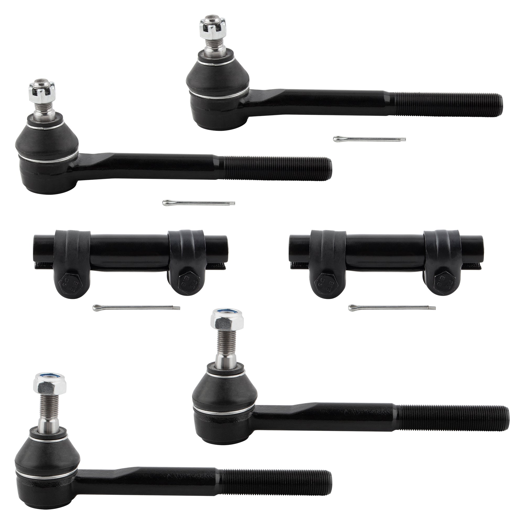BOXI 6pcs Front Inner&Outer Tie Rods+Adjustment Sleeve for Cadillac Escalade