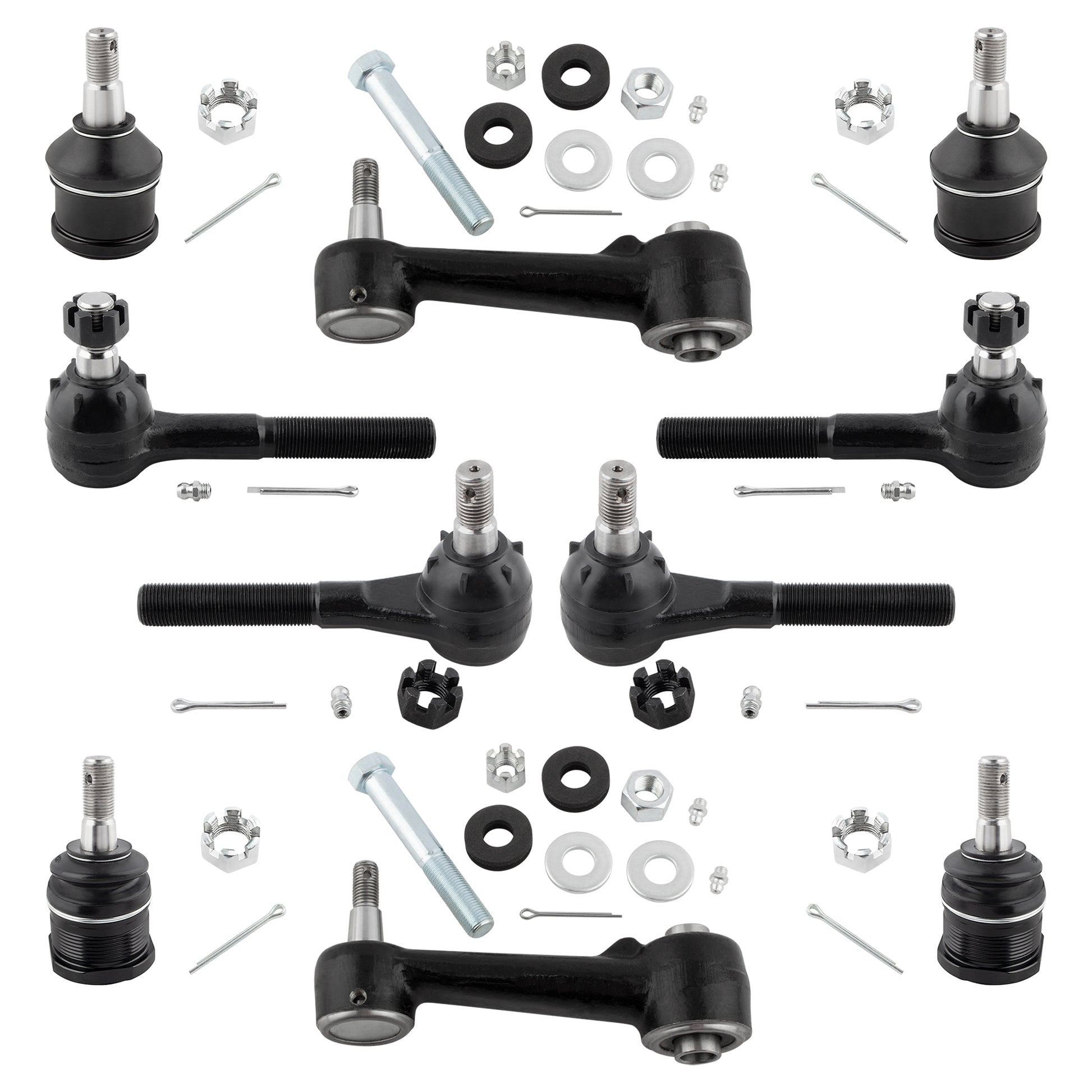 BOXI 10pcs Front Tie Rod Ends Steering Idler Arms Lower Upper Ball Joints for Dodge B150 B1500 B200