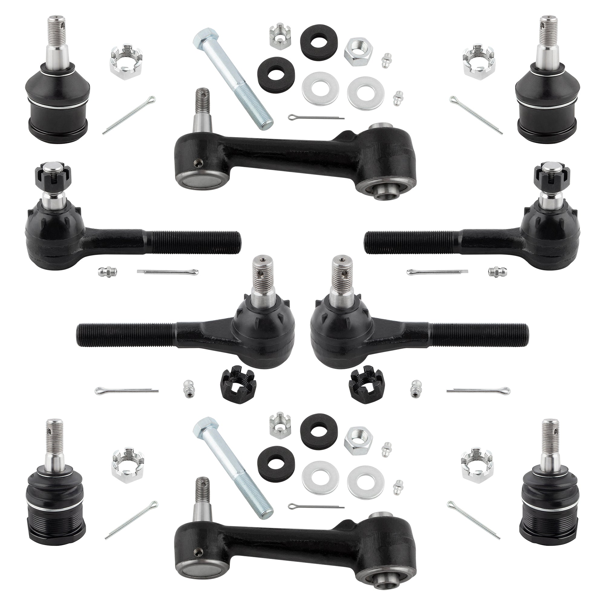 BOXI 10pcs Front Tie Rod Ends Steering Idler Arms Lower Upper Ball Joints for Dodge B150 B1500 B200