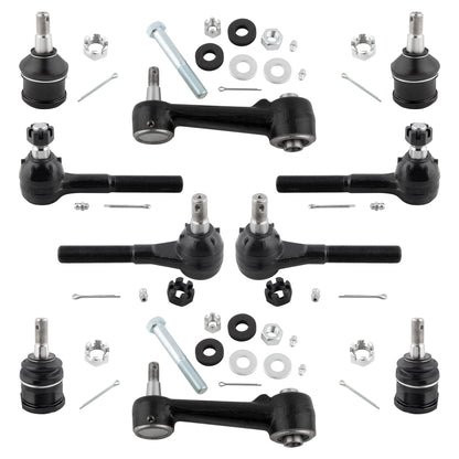 BOXI 10pcs Front Tie Rod Ends Steering Idler Arms Lower Upper Ball Joints for Dodge B150 B1500 B200