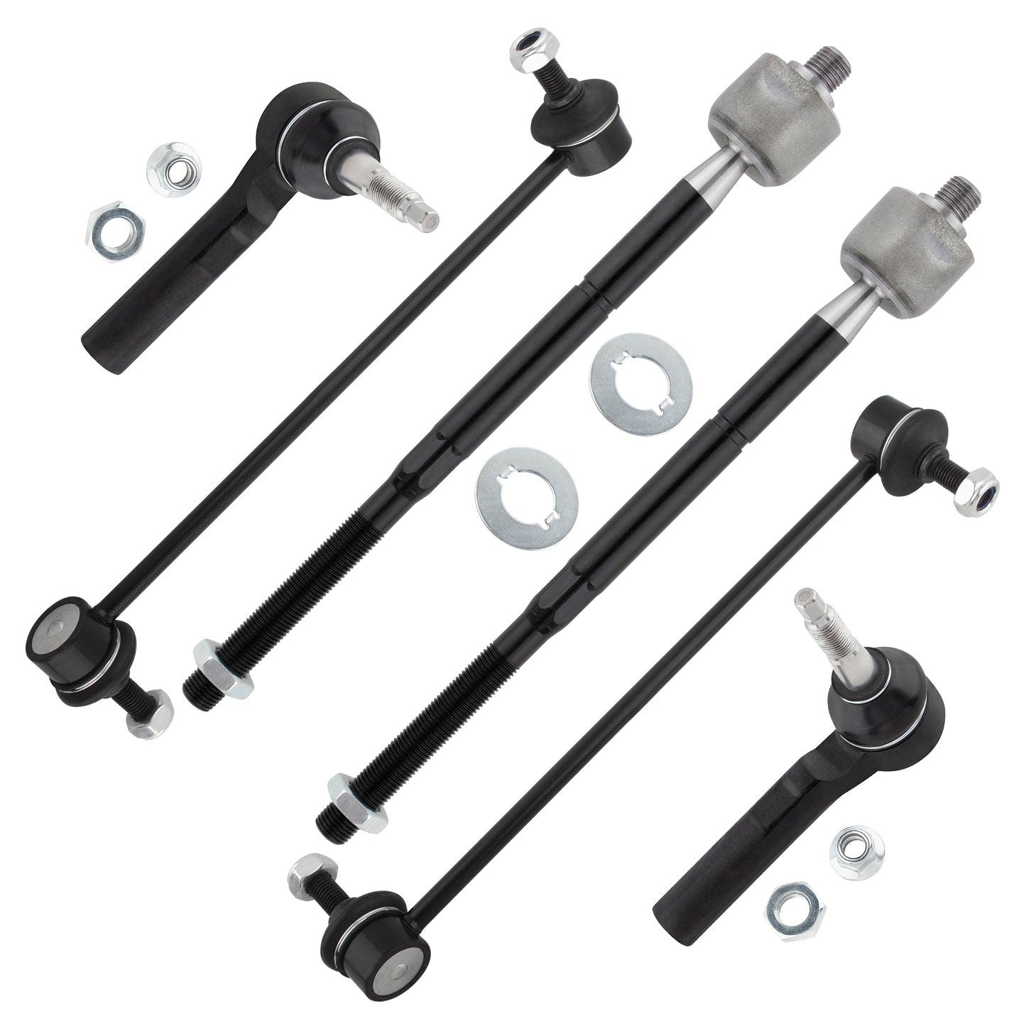 BOXI 6pcs Front Stabilizer Sway Bar Link Inner and Outer Tie Rod End Suspension Kit for Dodge