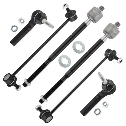 BOXI 6pcs Front Stabilizer Sway Bar Link Inner and Outer Tie Rod End Suspension Kit for Dodge