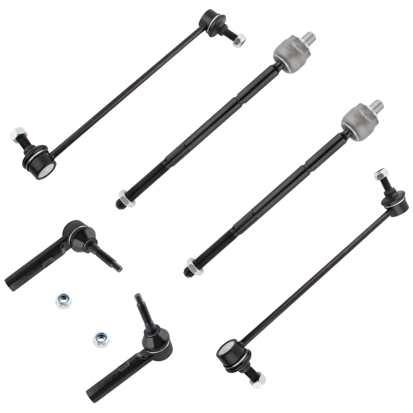 BOXI 6pcs Front Inner & Outer Tie Rods + Sway Bar Links for Chrysler Town & Country Voyager