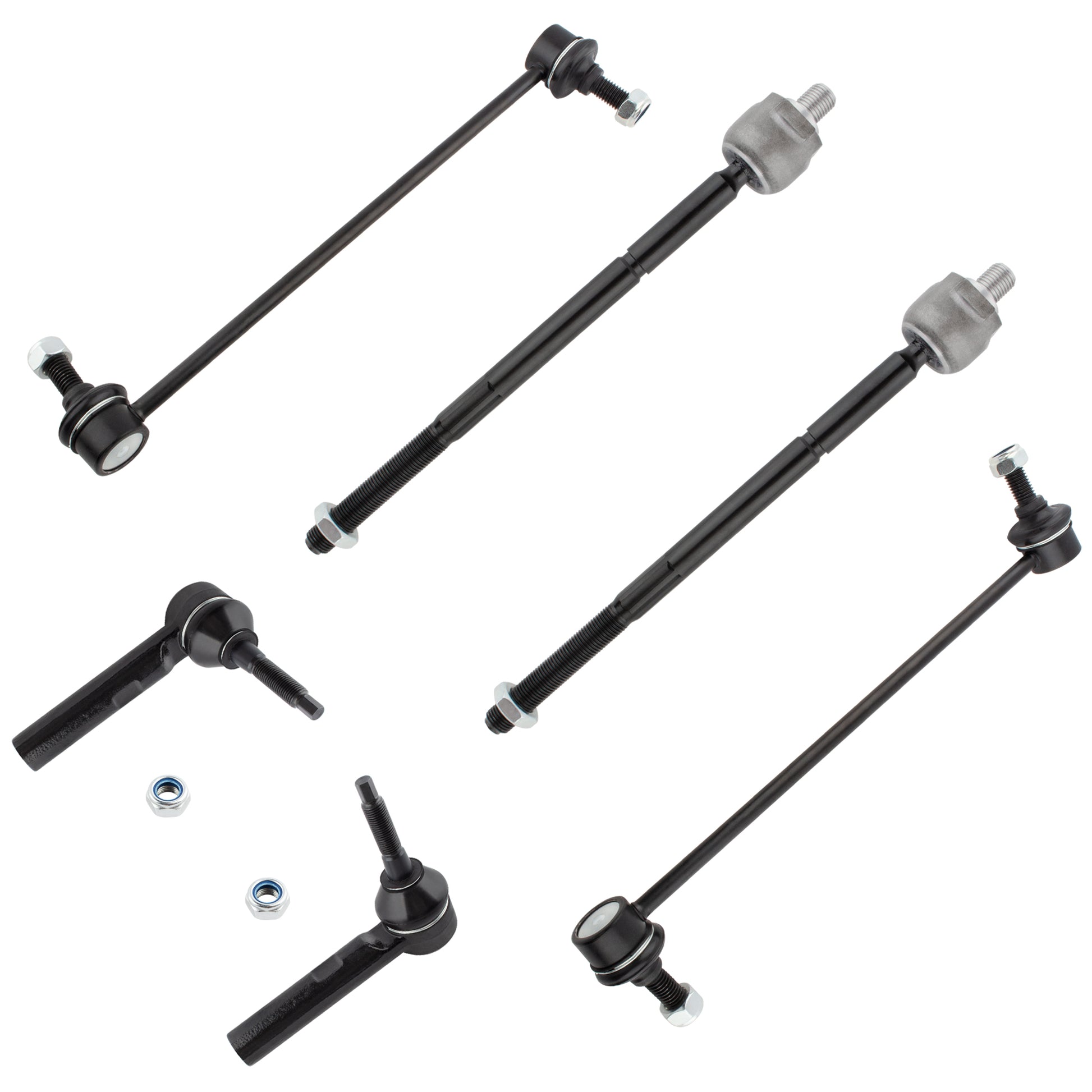 BOXI 6pcs Front Inner & Outer Tie Rods + Sway Bar Links for Chrysler Town & Country Voyager