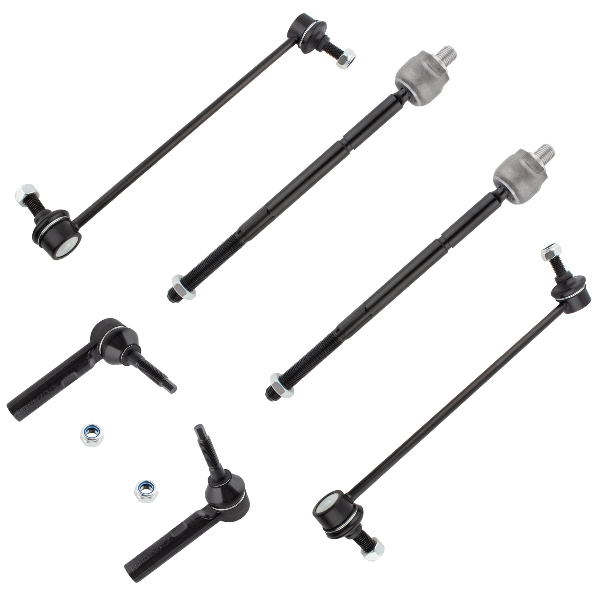 BOXI 6pcs Front Inner & Outer Tie Rods + Sway Bar Links for Chrysler Town & Country Voyager