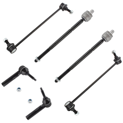 BOXI 6pcs Front Inner & Outer Tie Rods + Sway Bar Links for Chrysler Town & Country Voyager