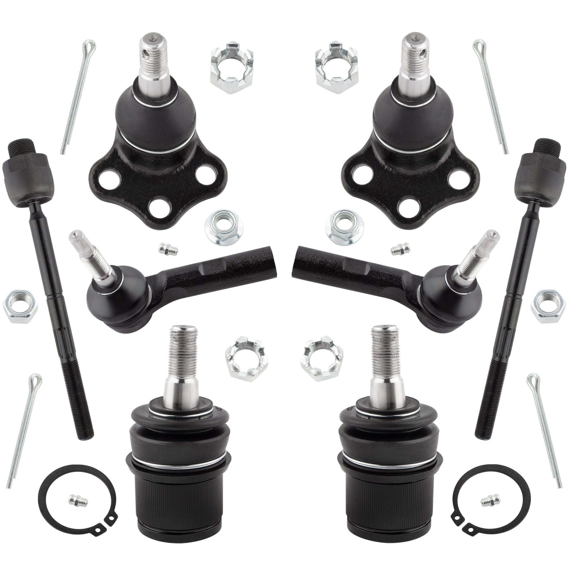 BOXI (Set of 8) 4WD Front Upper Lower Ball Joints Inner Outer Tie Rods Front Suspension Kit Fit