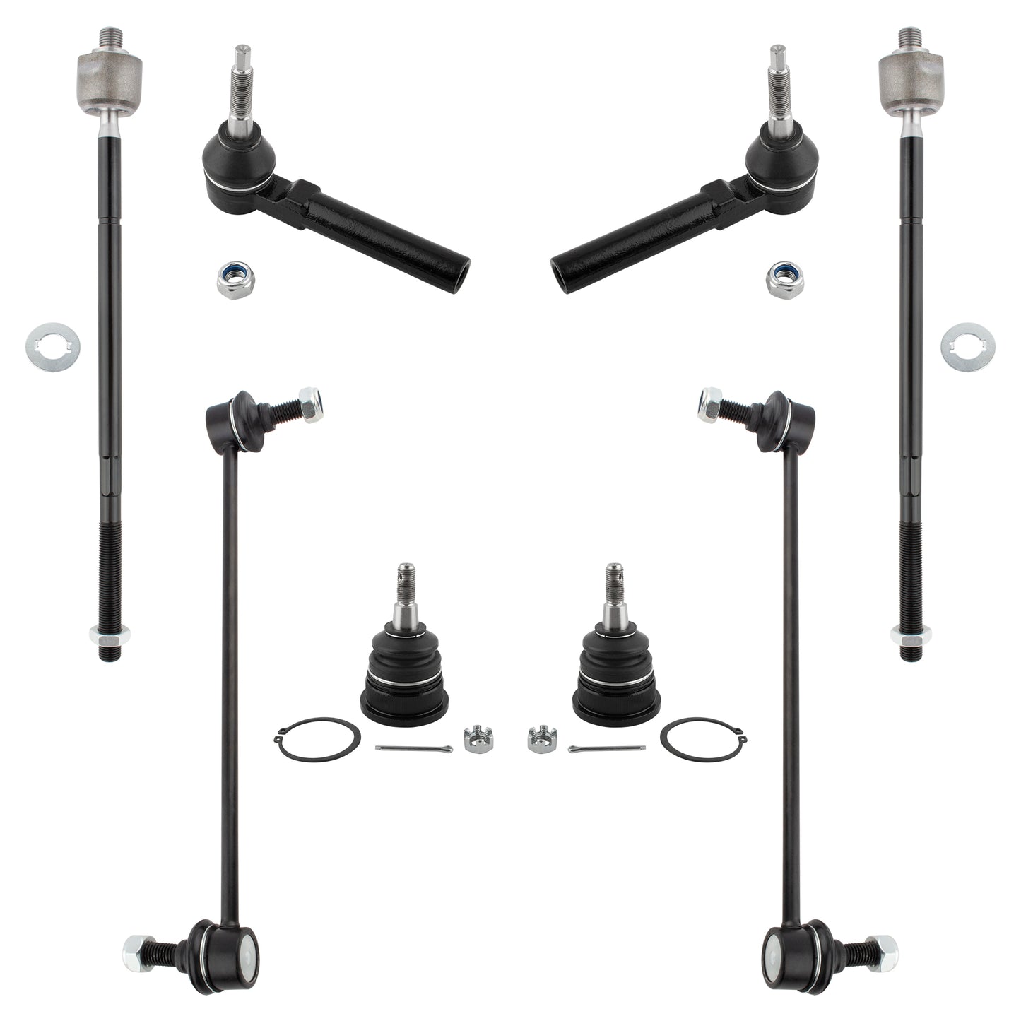 BOXI 8pcs Front Inner Outer Tie Rods Sway Bars Lower Ball Joints for Chrysler Town & Country