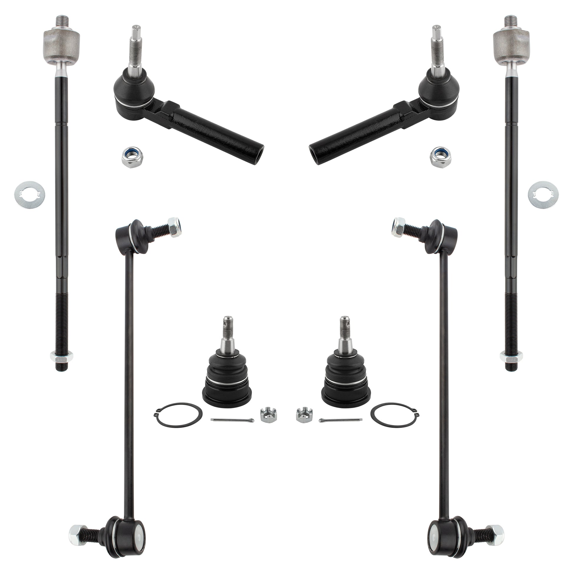 BOXI 8pcs Front Inner Outer Tie Rods Sway Bars Lower Ball Joints for Chrysler Town & Country