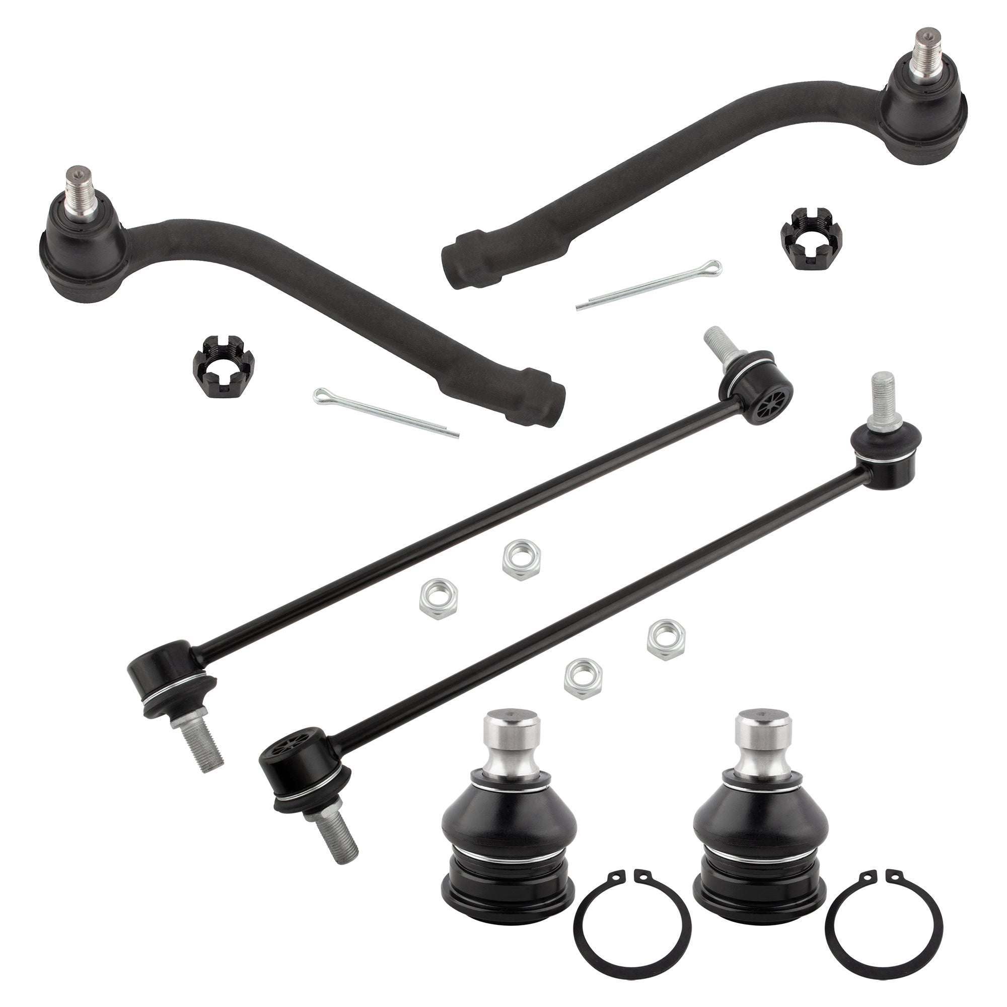 BOXI 6pcs Front Outer Tie Rods+Lower Ball Joints+Sway Bars for Hyundai Santa Fe 2007-2012