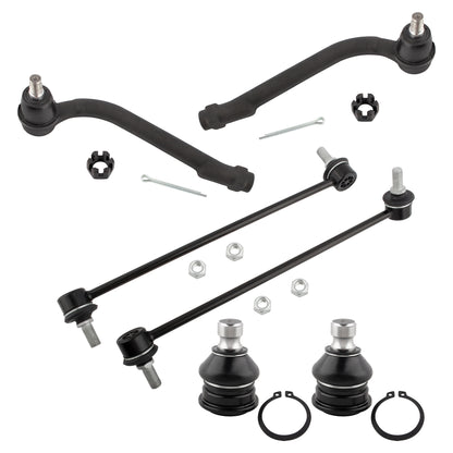 BOXI 6pcs Front Outer Tie Rods+Lower Ball Joints+Sway Bars for Hyundai Santa Fe 2007-2012