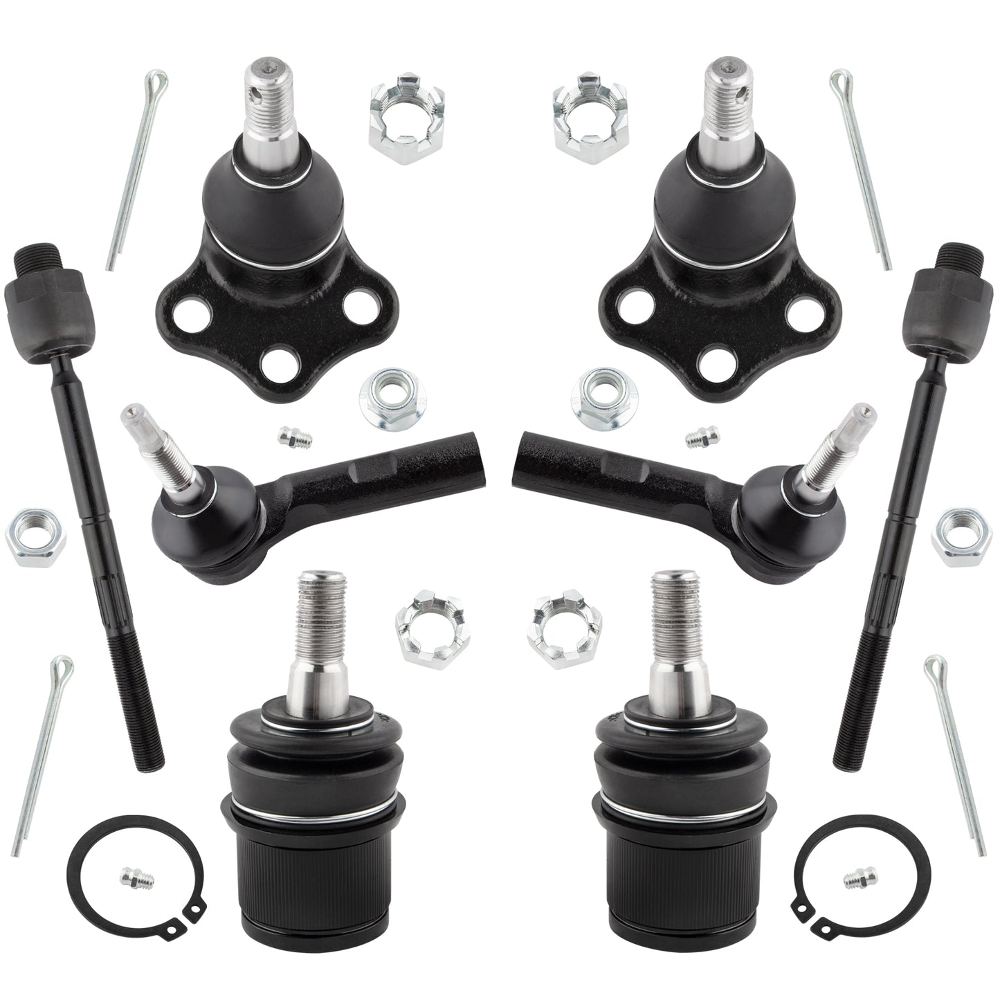 BOXI (Set of 8) 4WD Front Upper Lower Ball Joints Inner Outer Tie Rods Front Suspension Kit Fit