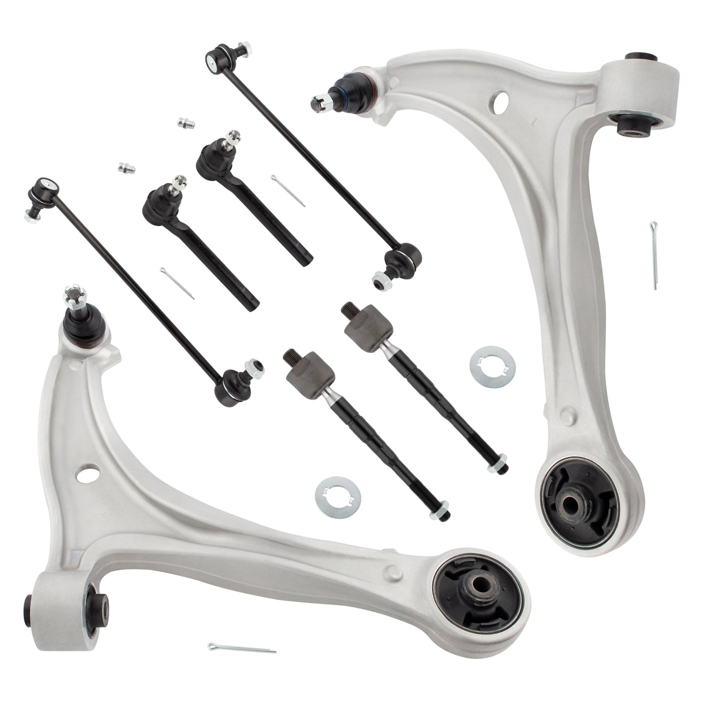 BOXI 8pcs Front Lower Control Arms + Tie Rods + Sway Bars for Honda Odyssey 2005 2006 2007 2008 2009