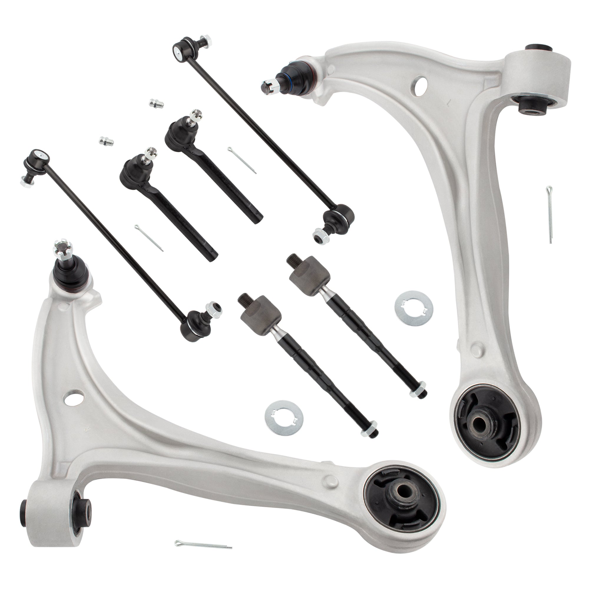 BOXI 8pcs Front Lower Control Arms + Tie Rods + Sway Bars for Honda Odyssey 2005 2006 2007 2008 2009