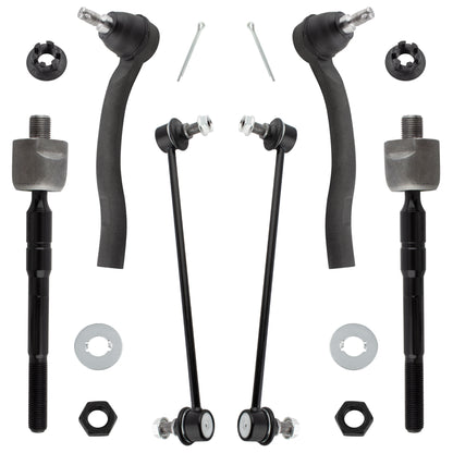 BOXI (Set of 6) Front Stabilizer Sway Bar End Links + Front Inner & Outer Tie Rod Ends Suspension