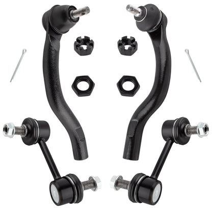 BOXI (Set of 4) Front Outer Tie Rod Ends + Sway Bar End Links Fit for Acura TSX 2004 2005 2006 2007