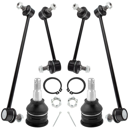 BOXI (Set of 6) Front & Rear Stabilizer Sway Bar End Links + Front Lower Ball Joints Fit for Acura