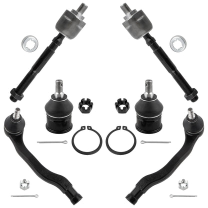 BOXI 6pc Front Inner & Outer Tie Rods and Lower Ball Joints Fit for Acura Integra 1994-1997