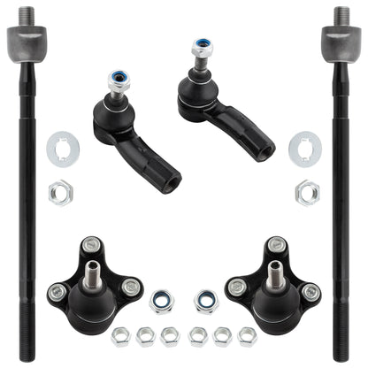 BOXI (Set of 6) Front Inner & Outer Tie Rod Ends + Lower Ball Joint Fit for Audi A3 Quattro
