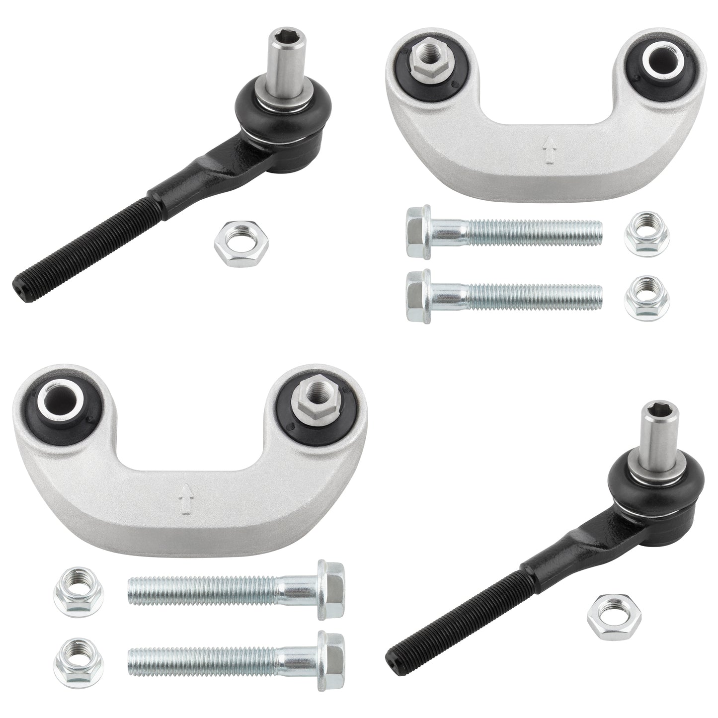 BOXI (Set of 4) 2x Front Stabilizer Sway Bar End Links + 2x Front Outer Tie Rod End Links Fit