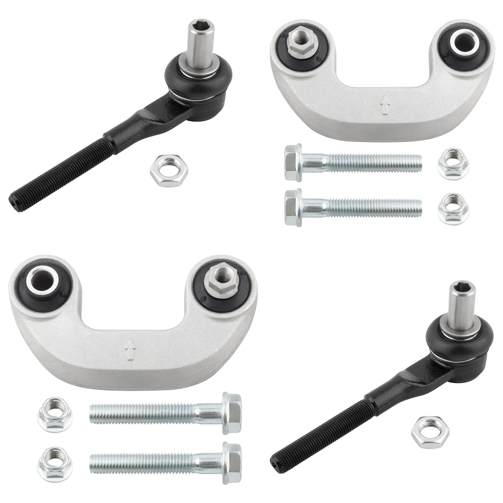 BOXI (Set of 4) 2x Front Stabilizer Sway Bar End Links + 2x Front Outer Tie Rod End Links Fit
