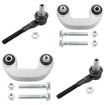 BOXI (Set of 4) 2x Front Stabilizer Sway Bar End Links + 2x Front Outer Tie Rod End Links Fit