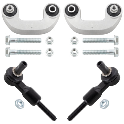 BOXI (Set of 4) Front Outer Tie Rod Ends & Sway Bar End Links Driver and Passenger Sides Suspension