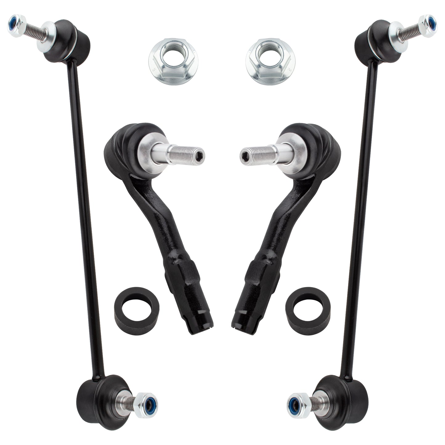 BOXI Front Suspension Kit (2) Front Outer Tie Rod Links + (2) Front Sway Bar Links Fit for BMW 525i