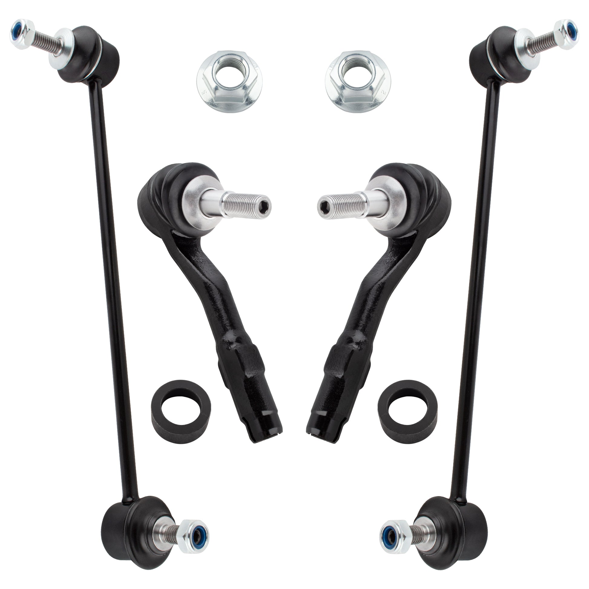 BOXI Front Suspension Kit (2) Front Outer Tie Rod Links + (2) Front Sway Bar Links Fit for BMW 525i
