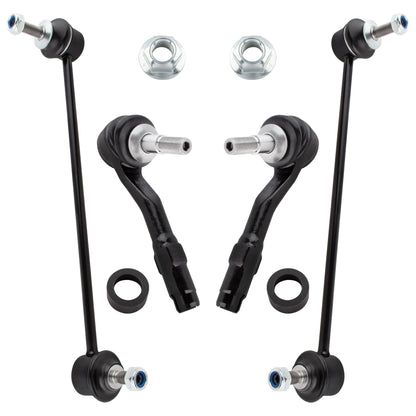 BOXI Front Suspension Kit (2) Front Outer Tie Rod Links + (2) Front Sway Bar Links Fit for BMW 525i