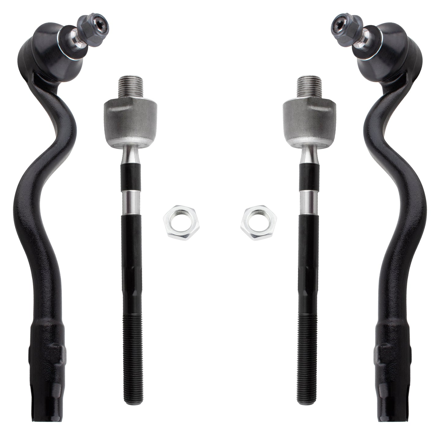 BOXI (Set of 4) Front Inner Outer Tie Rod End Link Fits for BMW 320i 325i 330i 2001-2005