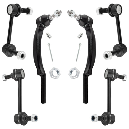 BOXI 6pcs Front & Rear Stabilizer Sway Bar End Links + Outer Tie Rods Fit for Buick Rainier Chevy