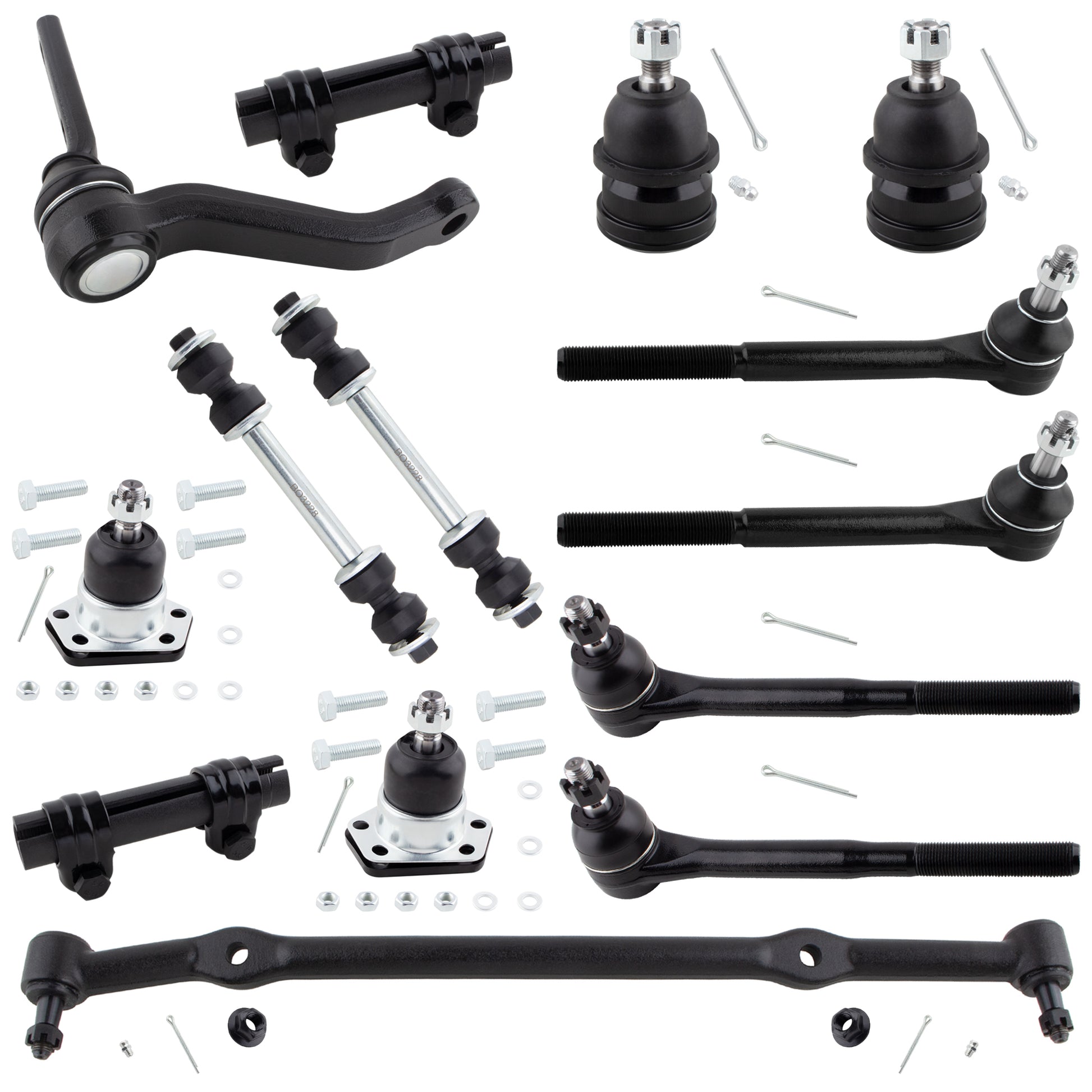 BOXI 14pcs Front Ball Joints Tie Rods Sway Bars Idler Arm Kit Fits for Buick Regal for Chevrolet