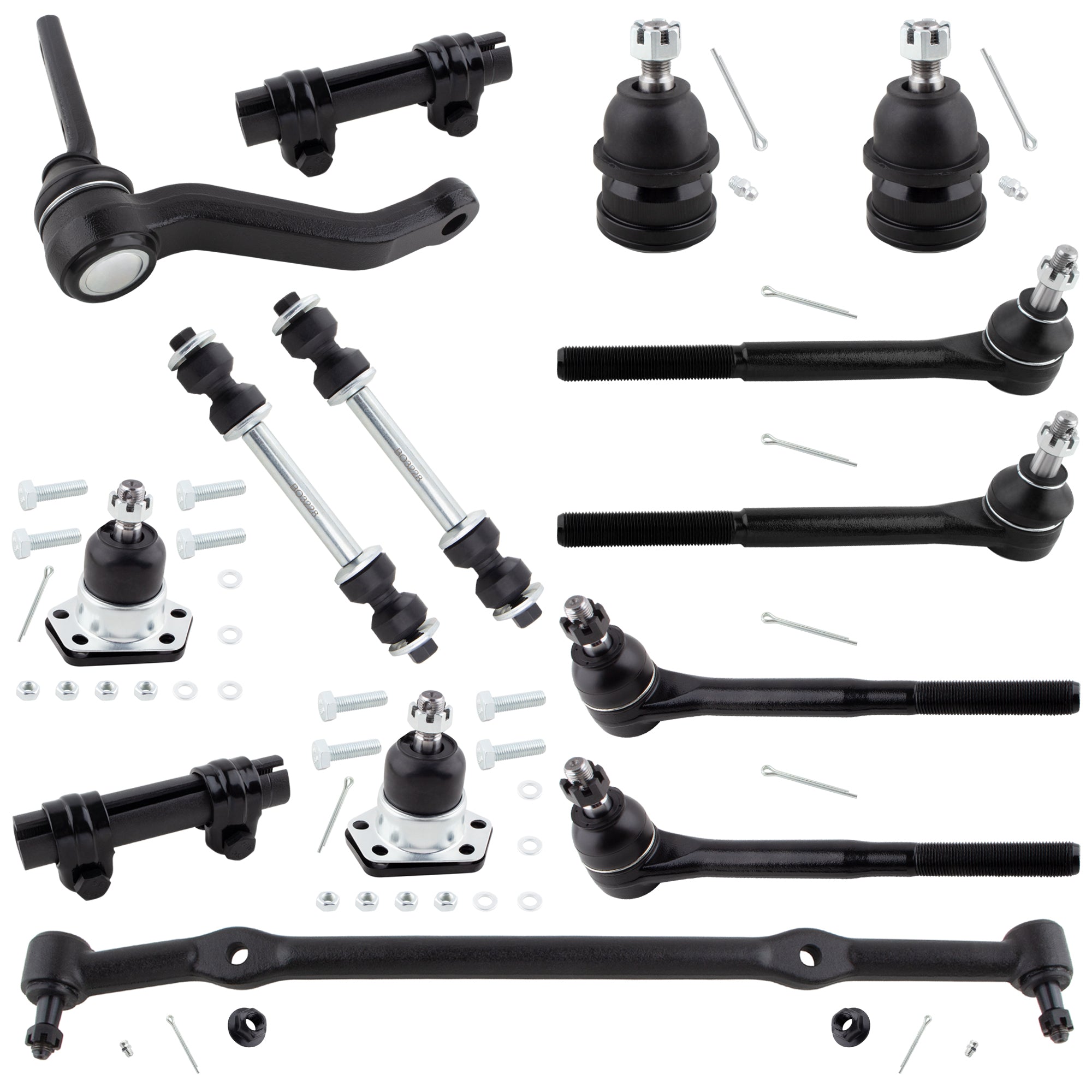 BOXI 14pcs Front Ball Joints Tie Rods Sway Bars Idler Arm Kit Fits for Buick Regal for Chevrolet