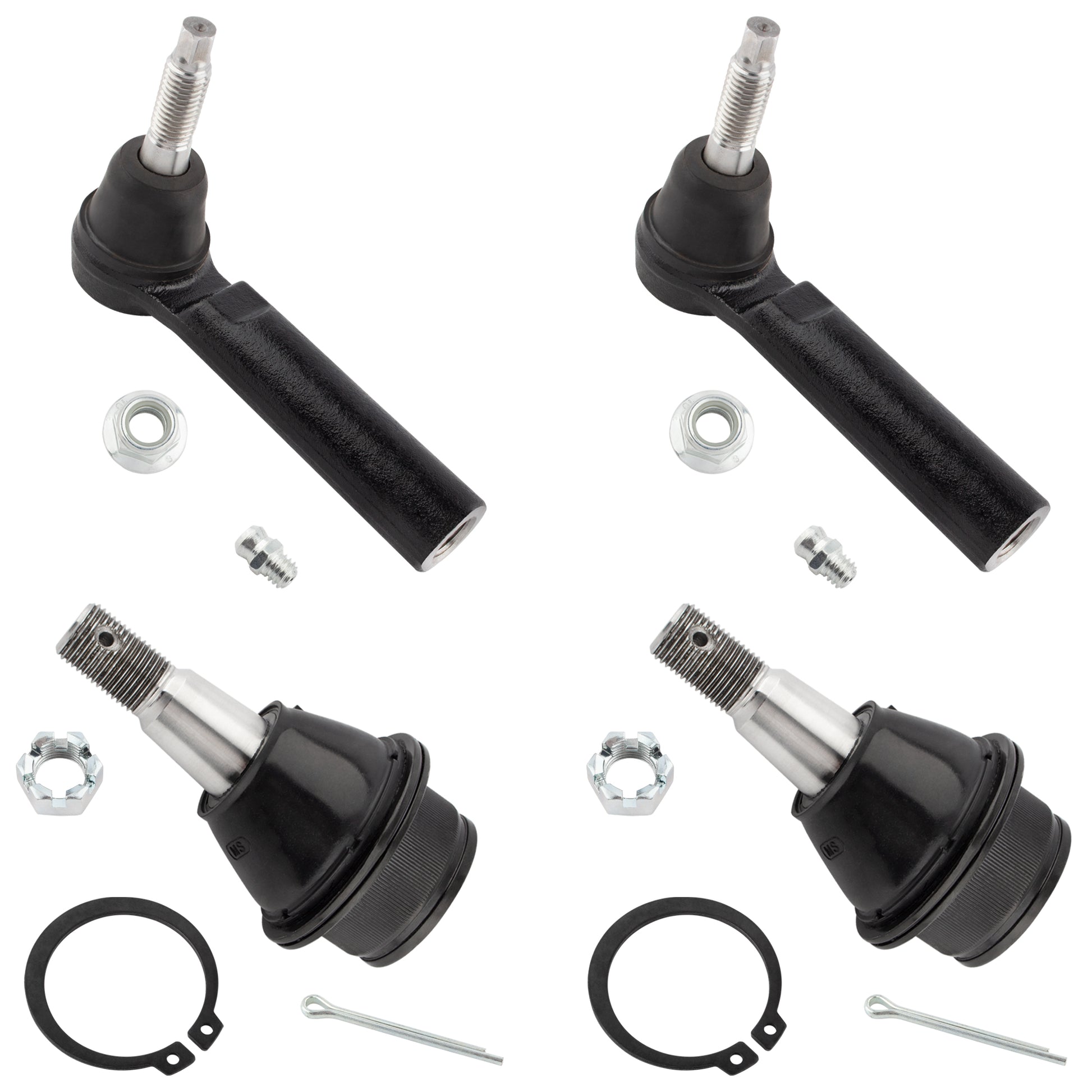 BOXI (Set of 4) Front Outer Tie Rod Ends Lower Ball Joint Fit for Cadillac Escalade EXT ESV