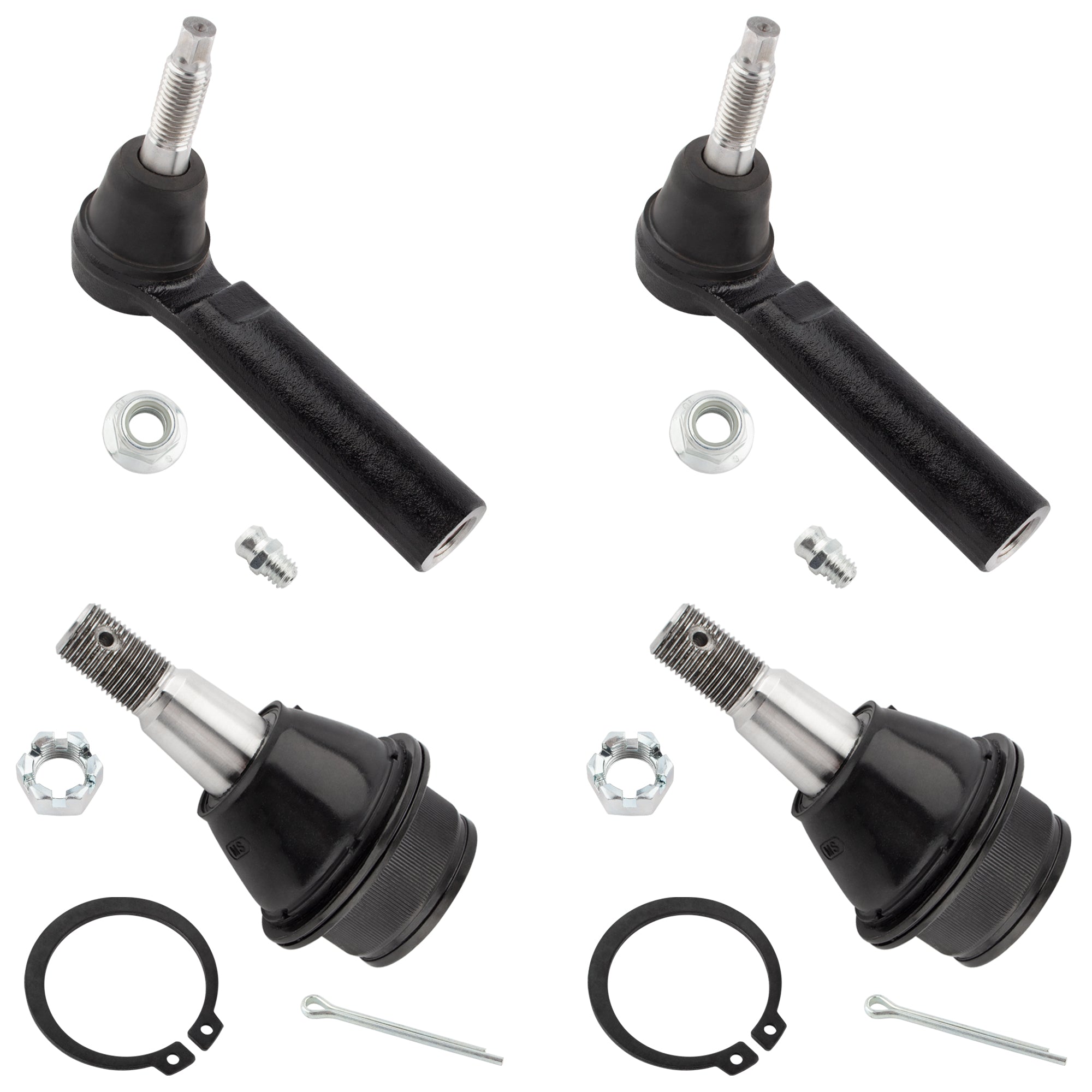 BOXI (Set of 4) Front Outer Tie Rod Ends Lower Ball Joint Fit for Cadillac Escalade EXT ESV