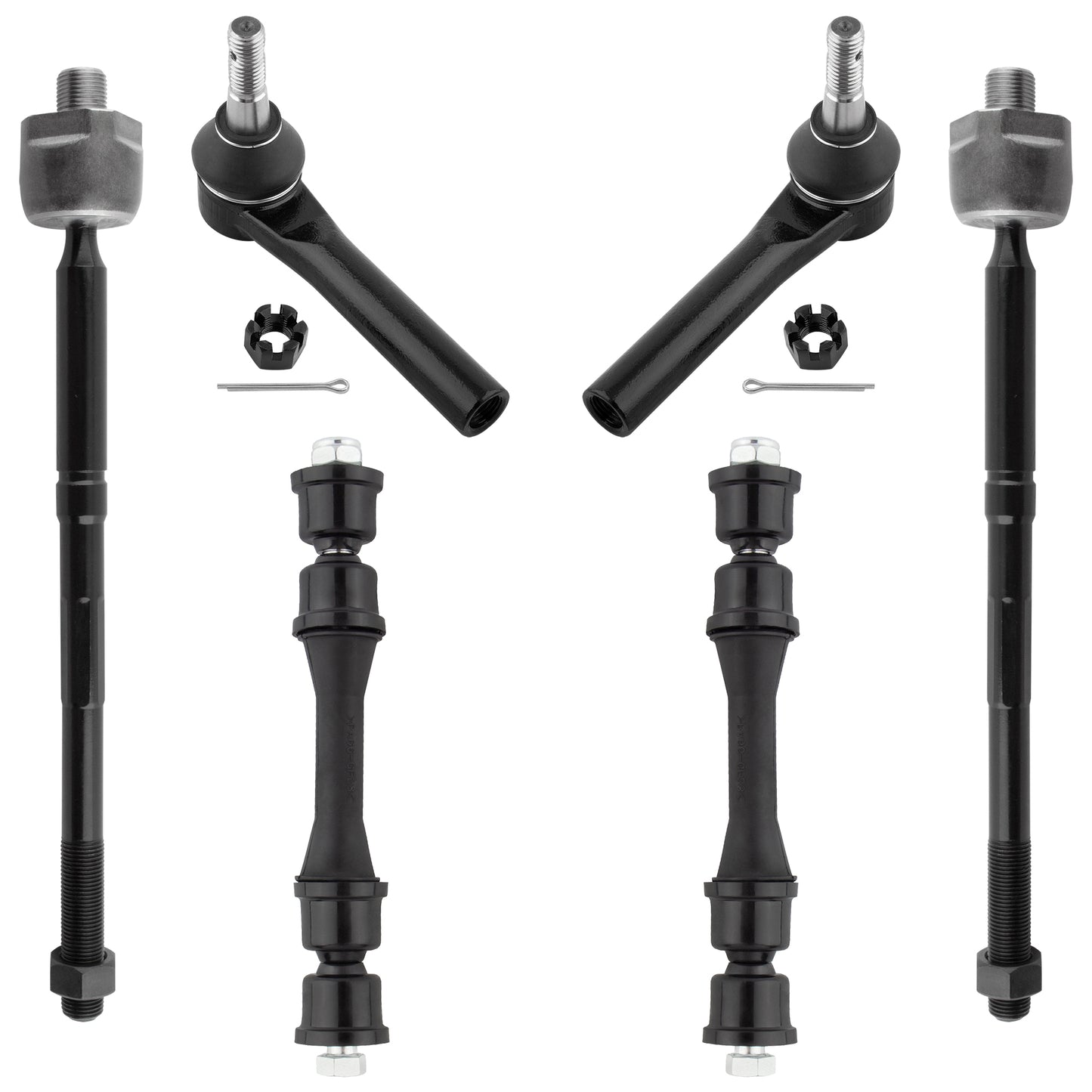 BOXI (Set of 6) Front Inner Outer Tie Rods + Sway Bar Links Fit for Cadillac Escalade ESV